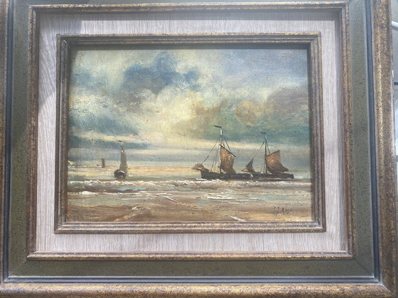 Image 1 of Peinture à l'huile vintage - Signée J.J.Klijn - panneau