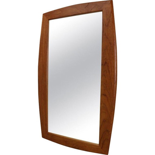Miroir mural ovale scandinave en teck avec bords biseautés, Danemark 1960