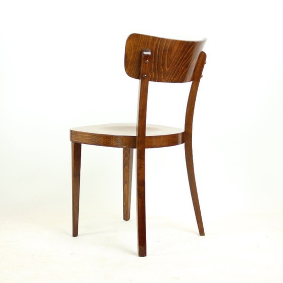 Image 1 of Set Of 4 Classical Tatra Dining Chairs In Walnut, Czechoslovakia 1950s