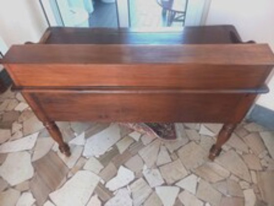 Antiek Notenhouten Bureau Eind 19e Eeuw – 9 Lades en Leren Bovenblad – Consoles, Wood (photo 5 of 10)