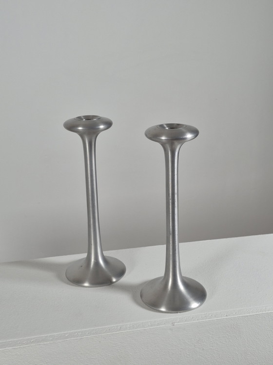 Pair of vintage postmodern Candle holders Ikea Kägla Carl Öjerstam – Aluminium (photo 15 of 15)