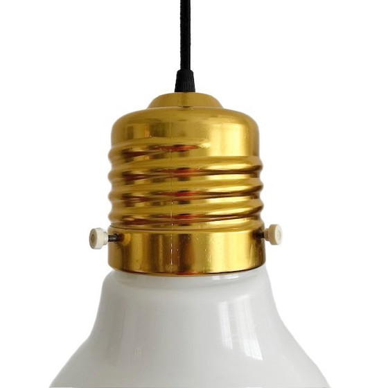 Image 1 of Vintage mid-century Ikea Kolv hanging lamp light bulb brass 1970's