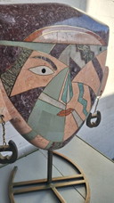 Abstract sculpture face stone/marble Joseph A. de Castro