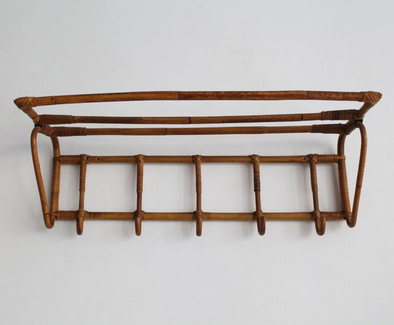 Appendiabiti da parete in rattan cecoslovacco Mid-Century, anni '60 (photo 2 of 14)