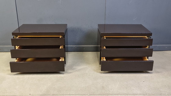 Image 1 of Vintage pair of bedside cabinets by Jean Claude Mahey, 1970s