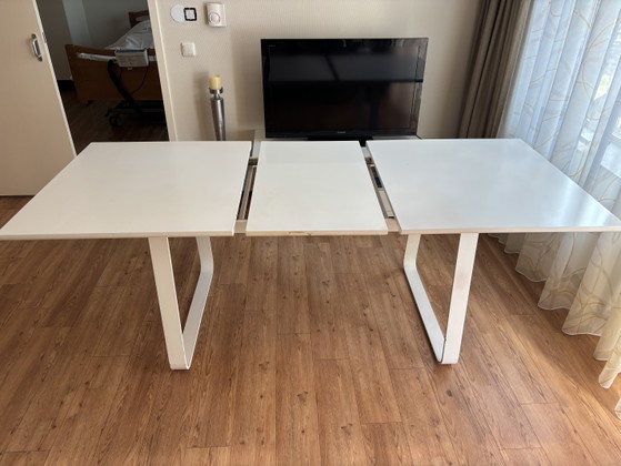 Extendable Dining Table White 160/210x90 – Metal, Wood (photo 3 of 5)