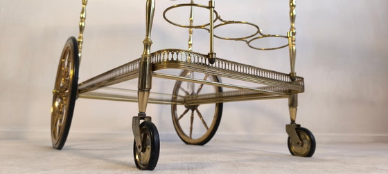 Image 1 of 😍✨ Prachtige serveerwagen op wielen van messing en glas van Maison Baguès - Hollywood Regency, jaren 50 ✨😍