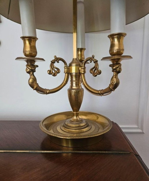 Exceptional Empire Style Bouillotte Lamp, Swan, Lucien Gau - Perfect Condition * – tafellampen, Metal, Brass