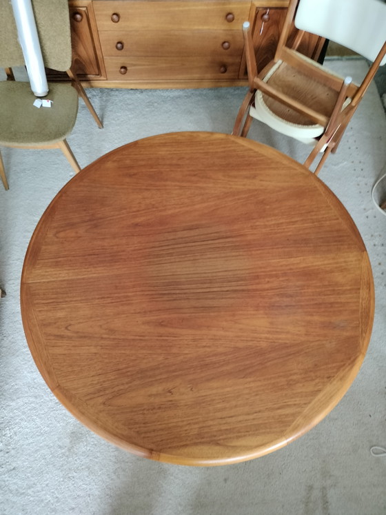 Image 1 of Vintage Danish teak extendable round dining table