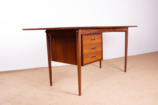 Escritorio danés extensible de Palisandro y Latón, modelo OS 51, de Arne Vodder para Sibast 1960.