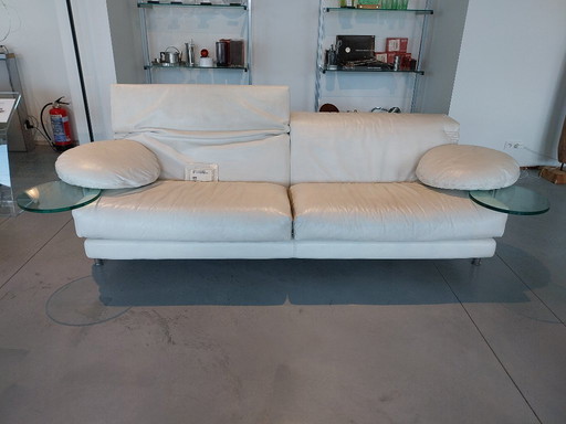 Sofá B&B, modelo ARCA, 3 plazas, piel, blanco, ancho 250 cm