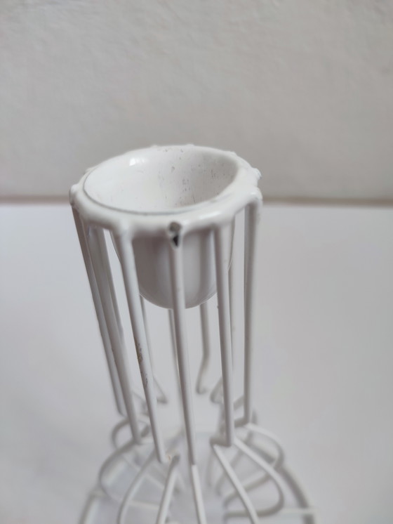 Image 1 of Set of three candlesticks candle holder white wire