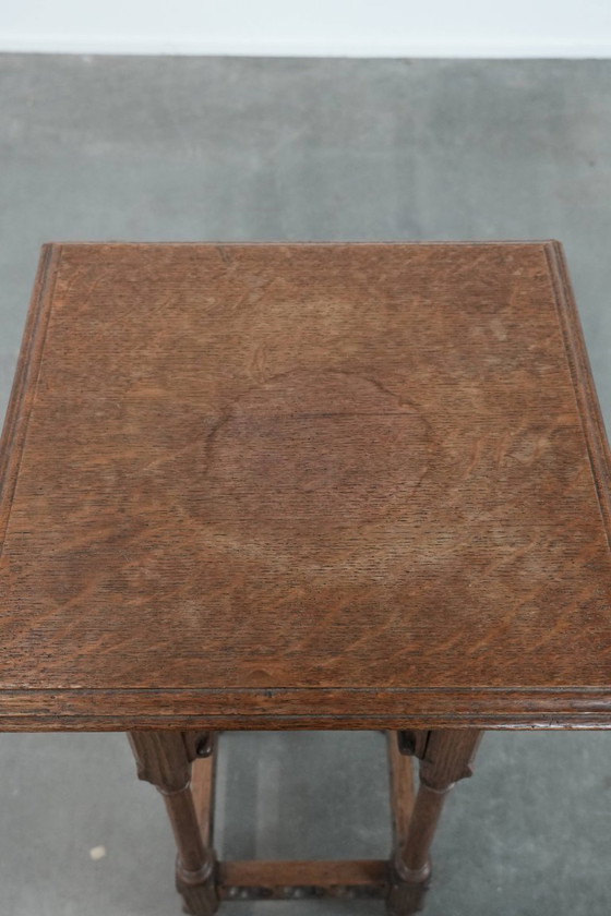Image 1 of Table d'appoint/table à plantes ancienne en chêne de style gothique du milieu du XIXe siècle