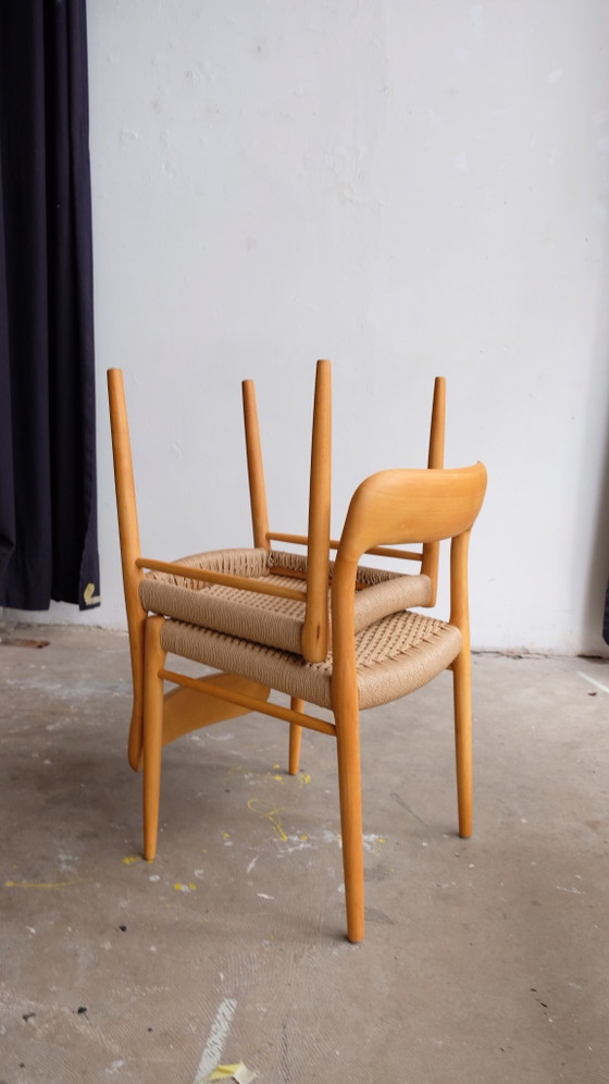 5 gerestaureerde Moller 75 stoelen in beukenhout – Niels Otto Møller, Eetkamerstoelen, Wood (photo 11 of 12)