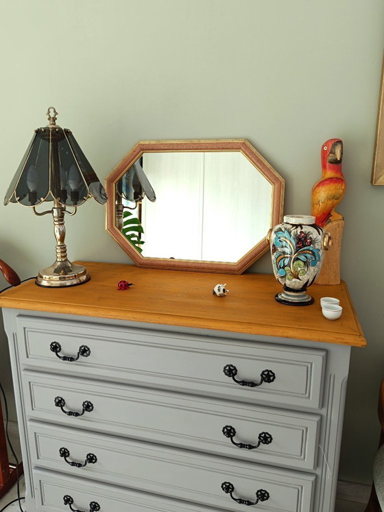 Image 1 of Achthoekige spiegel uit de jaren 70