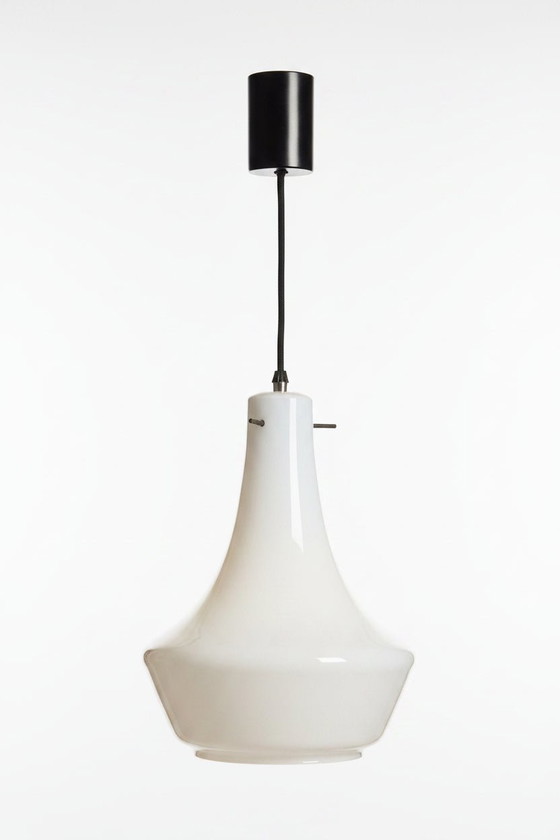 Image 1 of Suspension Murano blanche des années 1970
