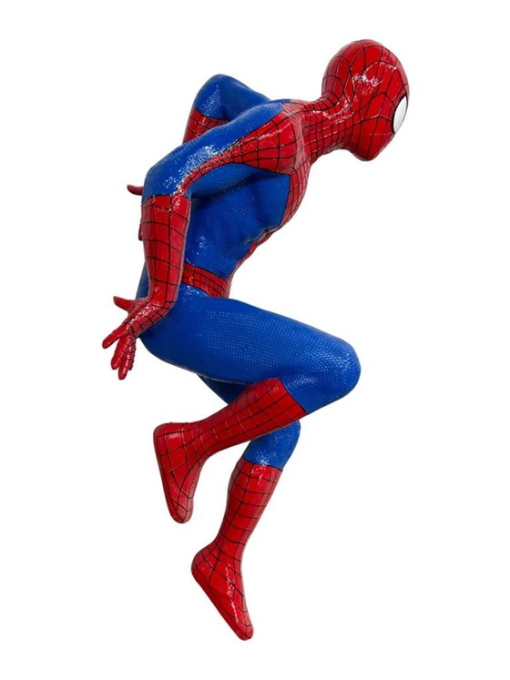 Image 1 of Escultura de fibra de vidrio - Personaje de cómic Spider Hero - Rojo, Azul