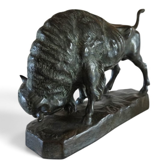 Bull Sculpture in Ceramic by EJM, Germany, 1930, Green, Klassiek (photo 5 of 13)