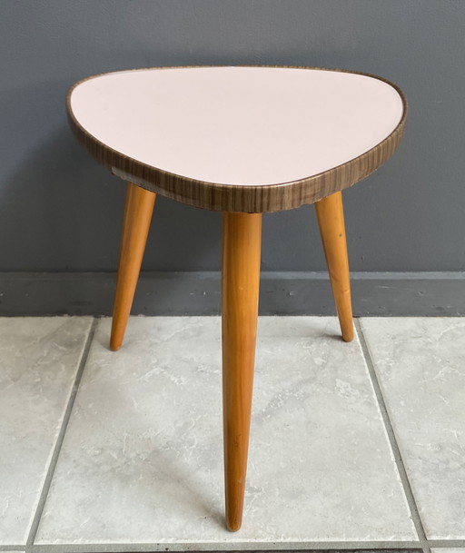 Pink formica  small triangle shape flower table 1960s