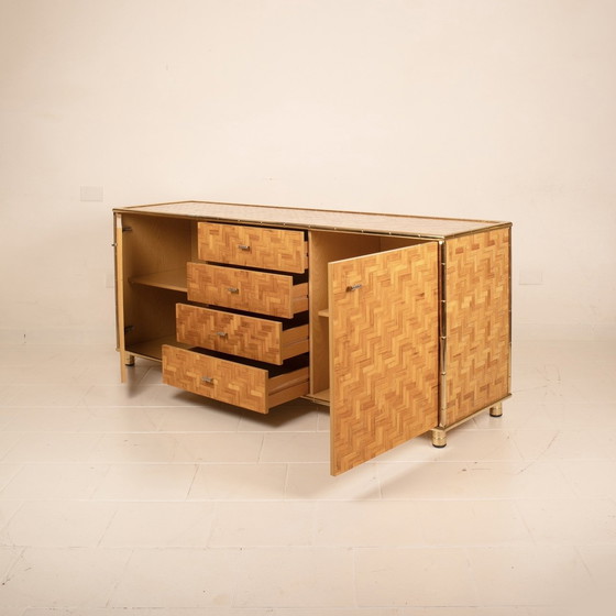 Image 1 of Credenza In Bamboo Pressato E Ottone 1975