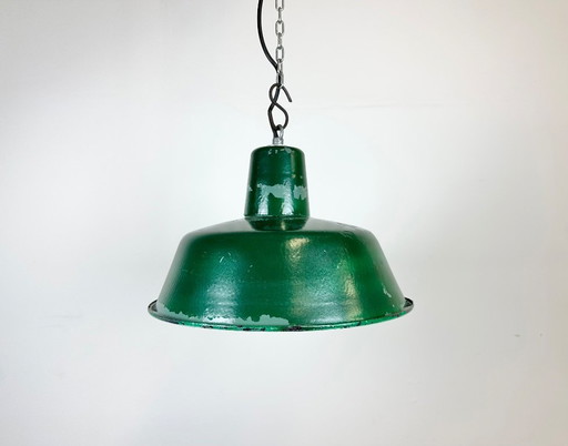Green Industrial Factory Pendant Lamp, 1960s