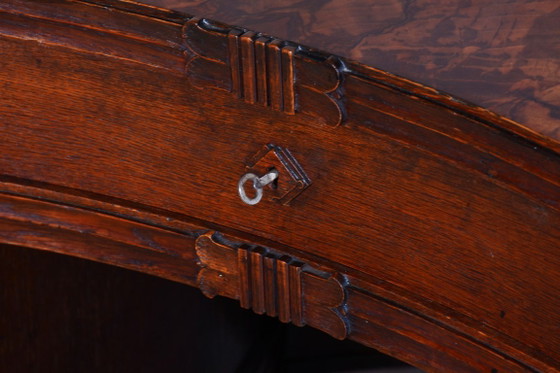 Restored Cubistic Writing Desk, Oak, Walnut, Revived Polish, Czech, 1910s – Metal, Wood (photo 15 of 21)