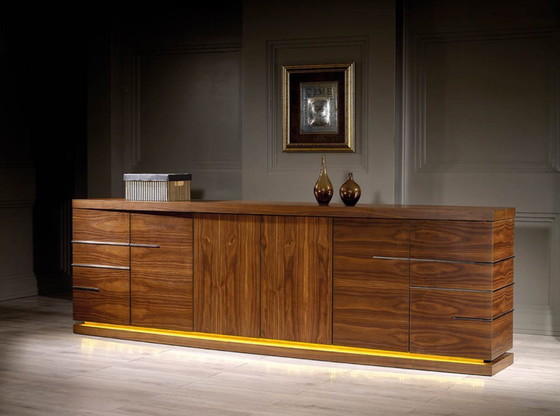Image 1 of Vizyon Büro Craft VIP — Premium Chefbüro-Set · Walnuss · LED · 340 cm