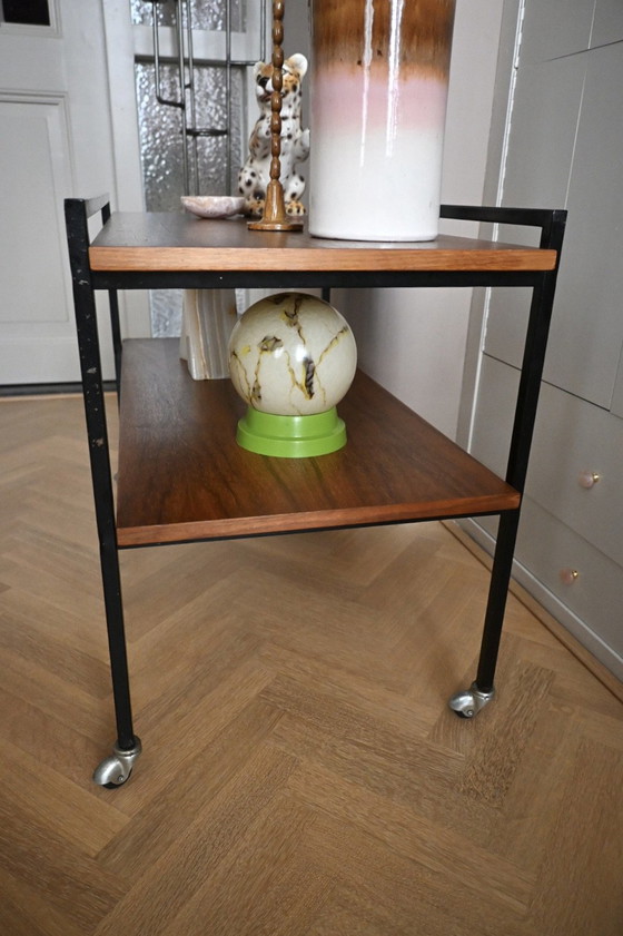 Beautiful mid-century vintage side table 60s. – Wood, Metal (photo 8 of 8)