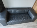 Toledo black leather 2-seater sofa