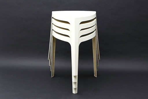 Mesa vintage de fibra de vidrio y plástico, década de 1970, juego de 8