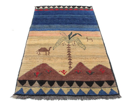 Image 1 of Tappeto orientale persiano Gabbeh Ghashghai originale, 201 cm x 110 cm, naturale antico