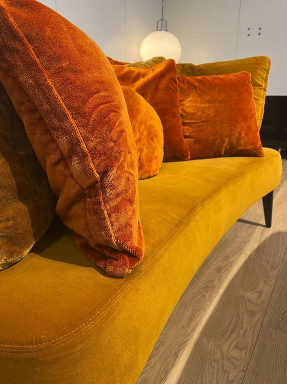 Image 1 of ZGAN Minotti Aston Sofa + Hocker Velvet Yellow