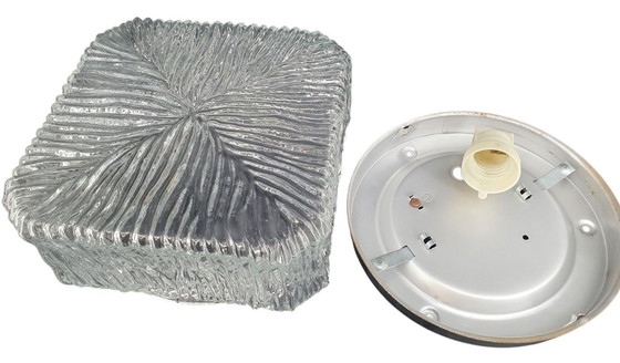 Image 1 of 2243 vintage glass ceiling lamp with structured glass