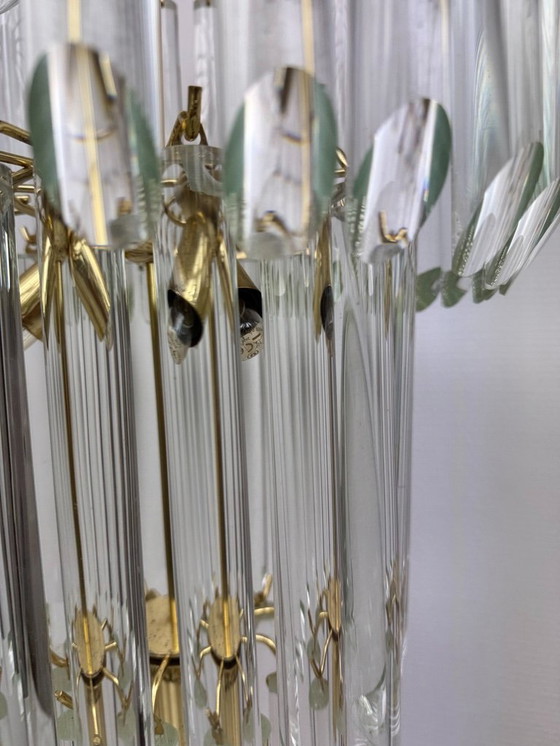 Image 1 of Lampadario a 3 file con tubi di cristallo Giesse Senago in stile Venini, Italia