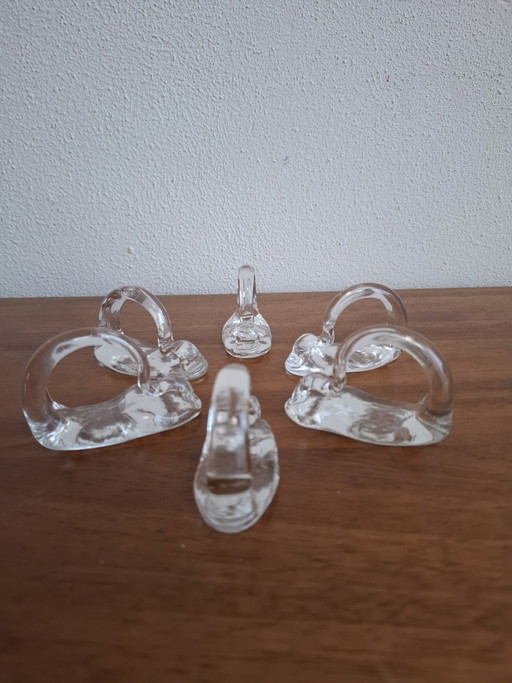 Set artistico di 6 anelli per tovaglioli in vetro fatti a mano