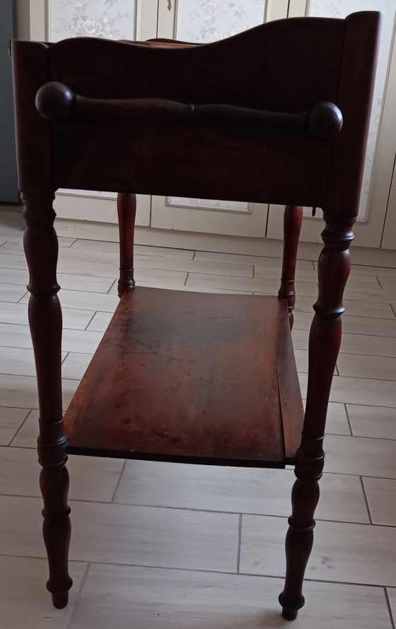 Antiker Louis-Philippe-Frisiertisch / Servierwagen aus Holz und Marmor – Schminktische, Marble (photo 4 of 5)
