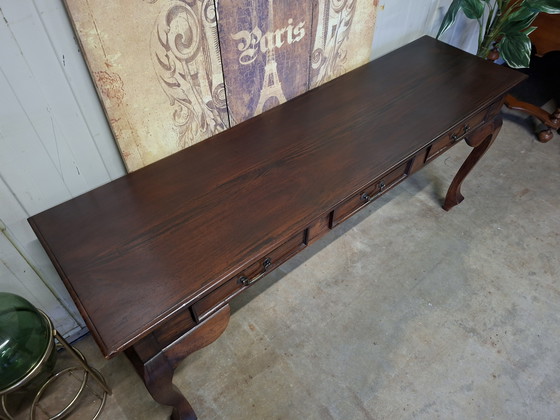 Image 1 of Klassischer Mahagoni-Beistelltisch, Wandtisch, Konsole, kleine, nicht störende Lackschäden, Maße 180 x 50 cm und 76 cm hoch.