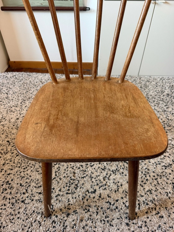 6 spijlenstoelen, Eetkamerstoelen, Hout, Bruin (foto 3 van 5)