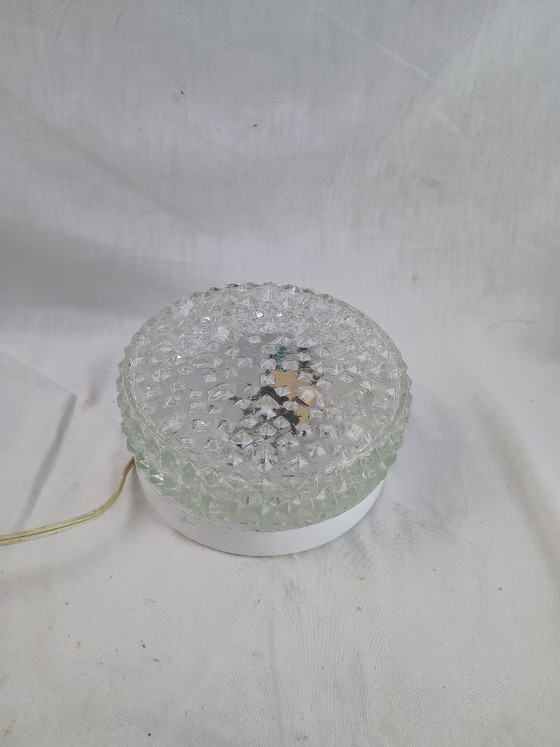 Image 1 of Vintage RZB Bubble Glass Ceiling Light 1970s - Industrial Wall Sconce Flush Mount German Design Opaline Textured Diffuser