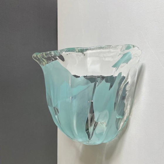 Image 1 of Applique murale en verre de Murano La Murrina des années 1980 avec incrustations d'aigue-marine. Mod. 691 Large.