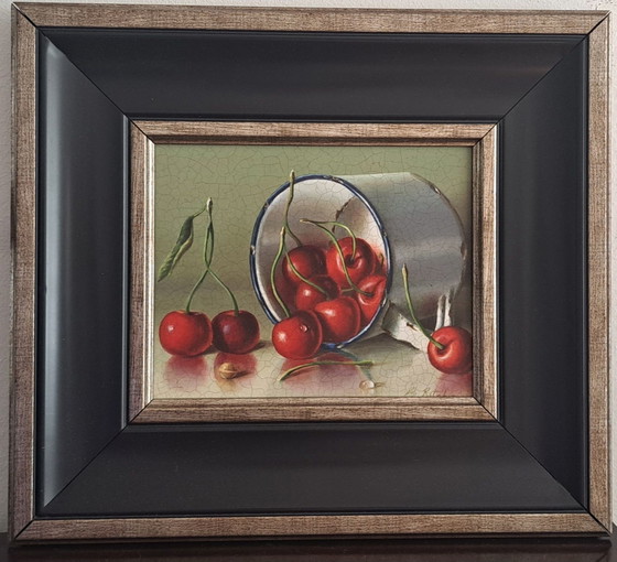 Kersen in emaille mok door Rob Ritchie – Schilderijen & Tekeningen, Canvas (photo 5 of 7)
