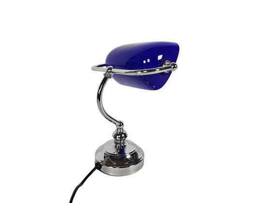Image 1 of Lampe de banquier - style Tiffany - métal - opaline - années 90