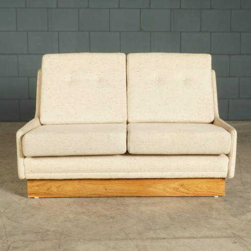 Vintage two-seater sofa – beige fabric – 1960s – 2 zitsbanken, Textile (photo 2 of 16)