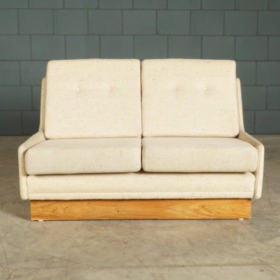 Vintage two-seater sofa – beige fabric – 1960s – 2 seaters, Textile (photo 2 of 16)