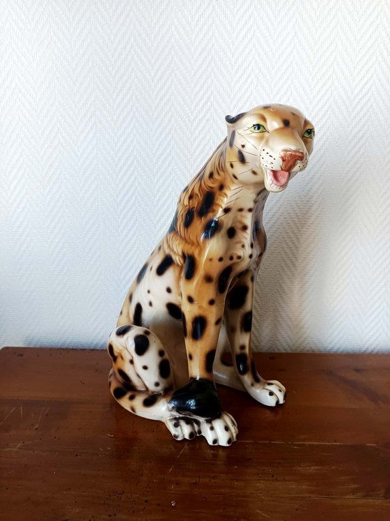 Image 1 of Vintage ceramic leopard, Italy 1970