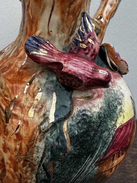 Image 1 of Vintage Barbotine vaas en landelijke decoratie - Belgisch keramiek