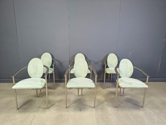 Image 1 of Vintage eetkamerstoelen van Belgo chrom, set van 6 - jaren 80
