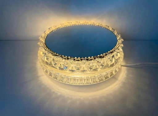 Lampada da parete vintage con specchio, Glashütte Limburg, metà secolo