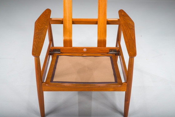 Image 1 of  Mid Century Modern FD 164 fauteuil in teak en zwart leer van Arne Vodder voor Cado, Denemarken, 1960
