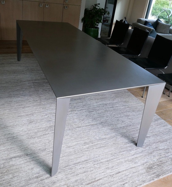 Tavolo da pranzo originale Fabiaan Van Severen 'Fold & Profile' – Design belga in acciaio inossidabile (photo 4 of 8)
